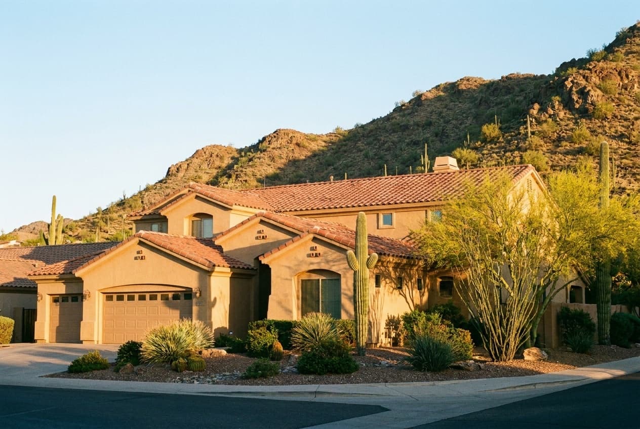 Newer Southwest home backing to desert preserve