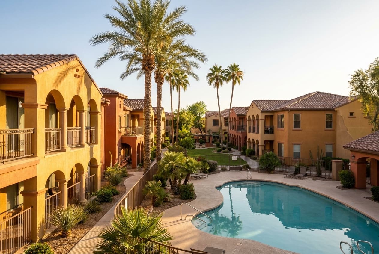 Two-story condo building