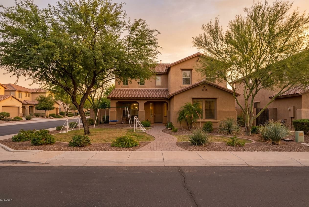 Stucco family home in a gated subdivision