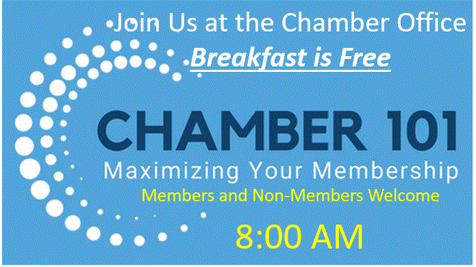Chamber 101 8:00 AM "Maximizing your Membership" At THE CHAMBER OFFICE (1345 E. Chandler Blvd Suite 111) & Breakfast Included